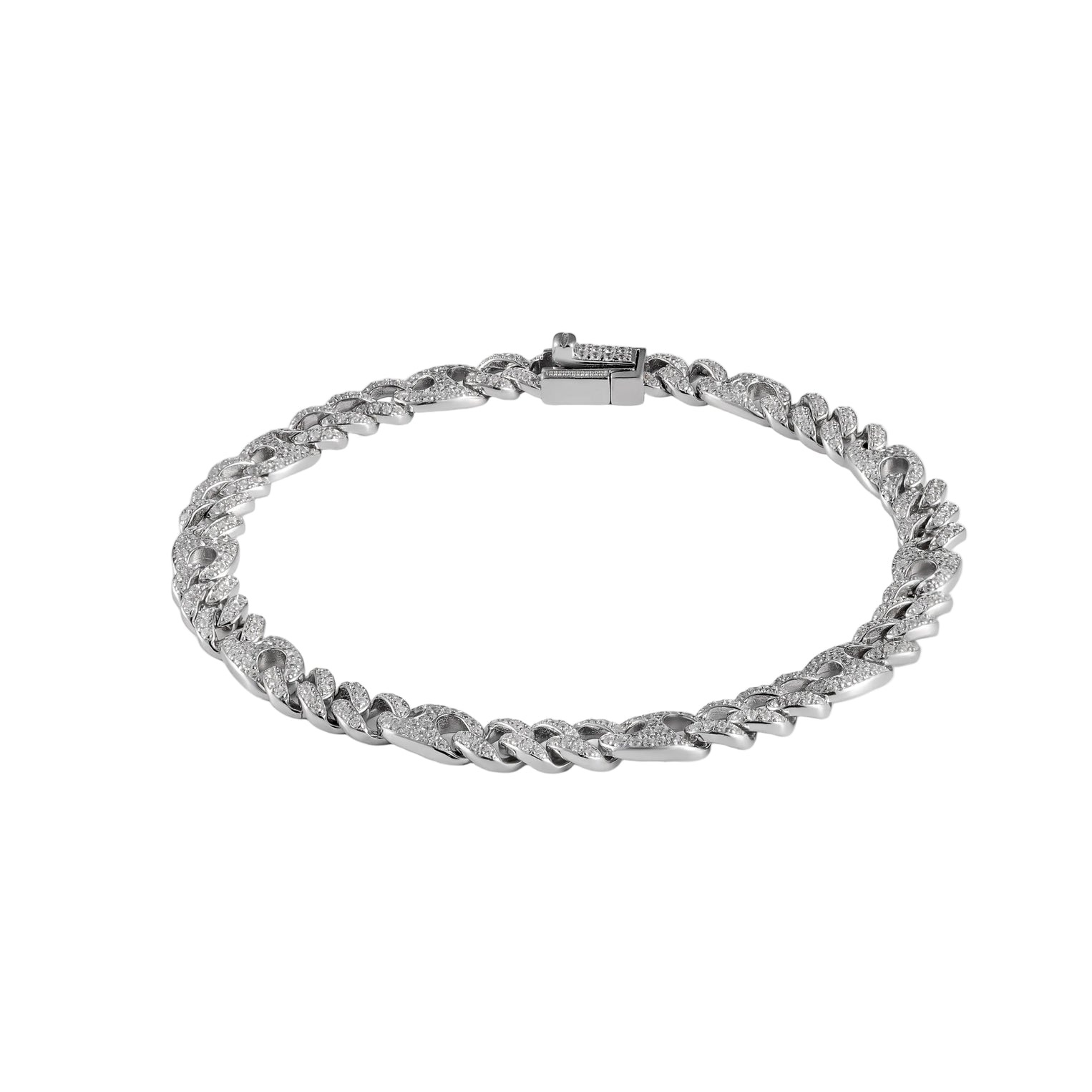 Round Link Iced Cuban Bracelet
