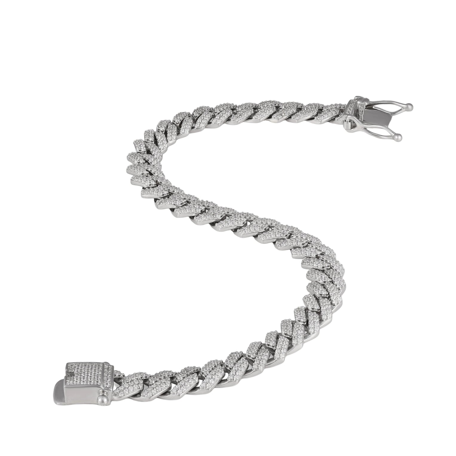 Prong Link Iced Cuban Bracelet 8mm