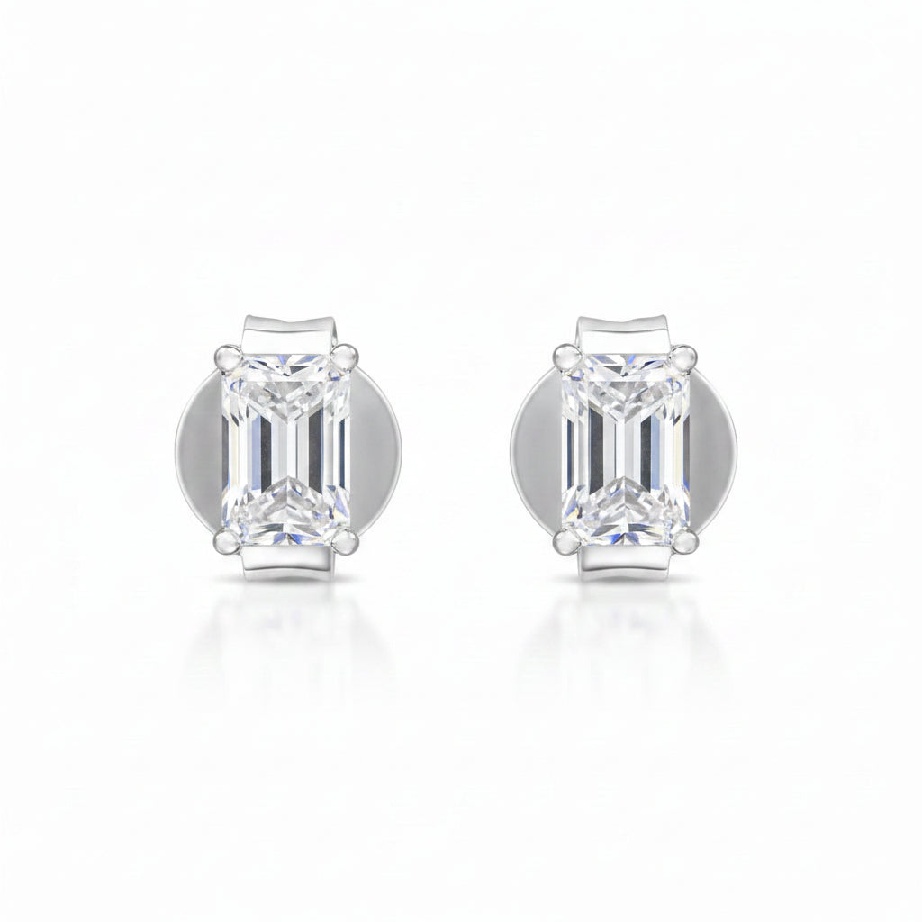 Emerald Solitaire Studs
