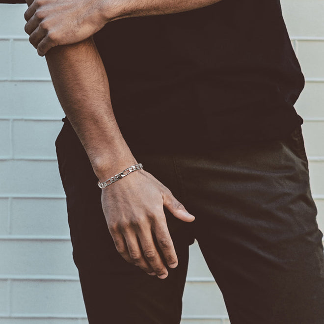 Diamond-Cut Figaro Link Bracelet