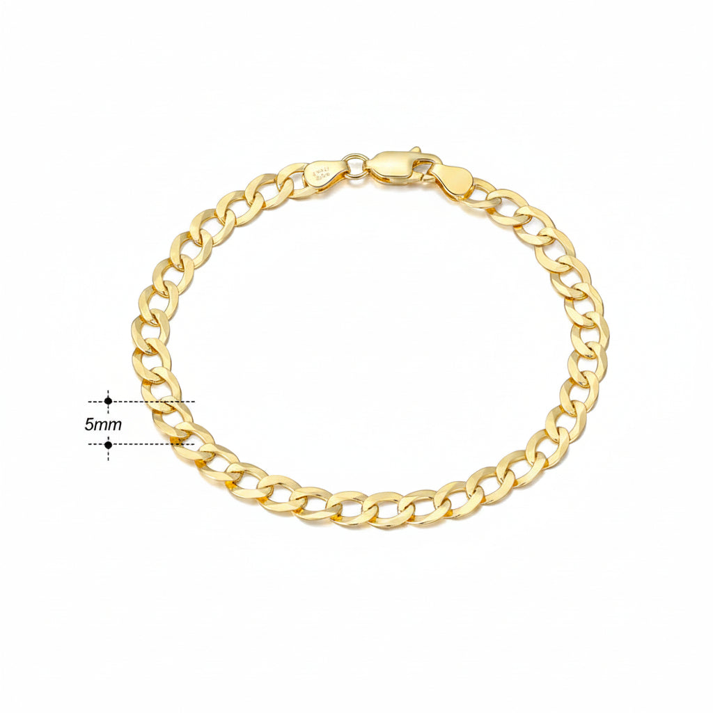 Diamond-Cut Cuban Link Curb Bracelet (Gold) 5MM
