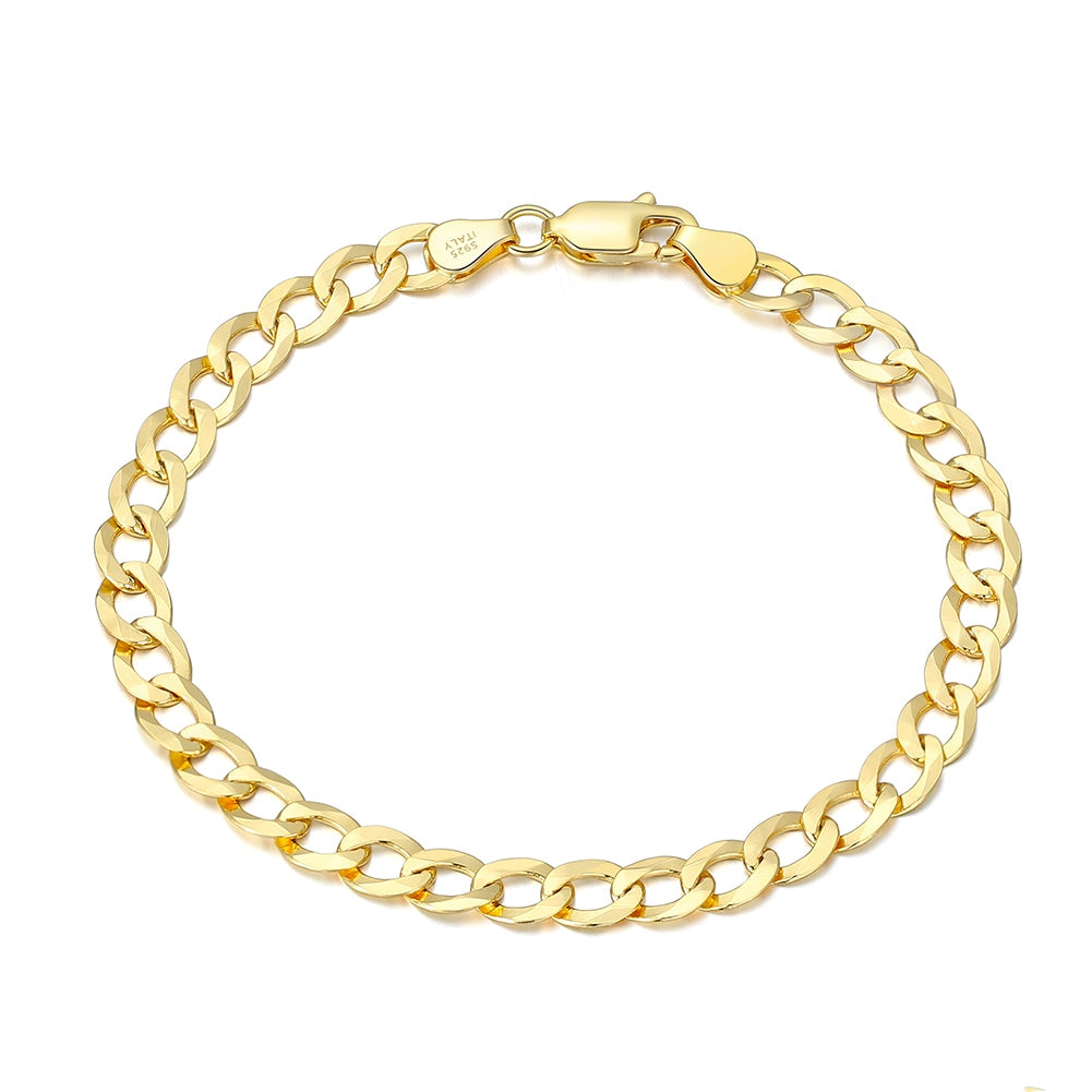 Diamond-Cut Cuban Link Curb Bracelet (Gold) 5MM