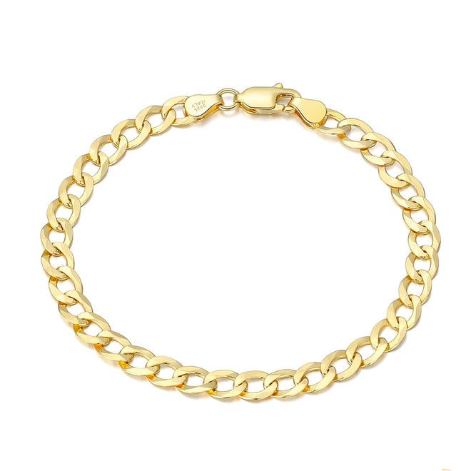 Diamond-Cut Cuban Link Curb Bracelet (Gold) 5MM