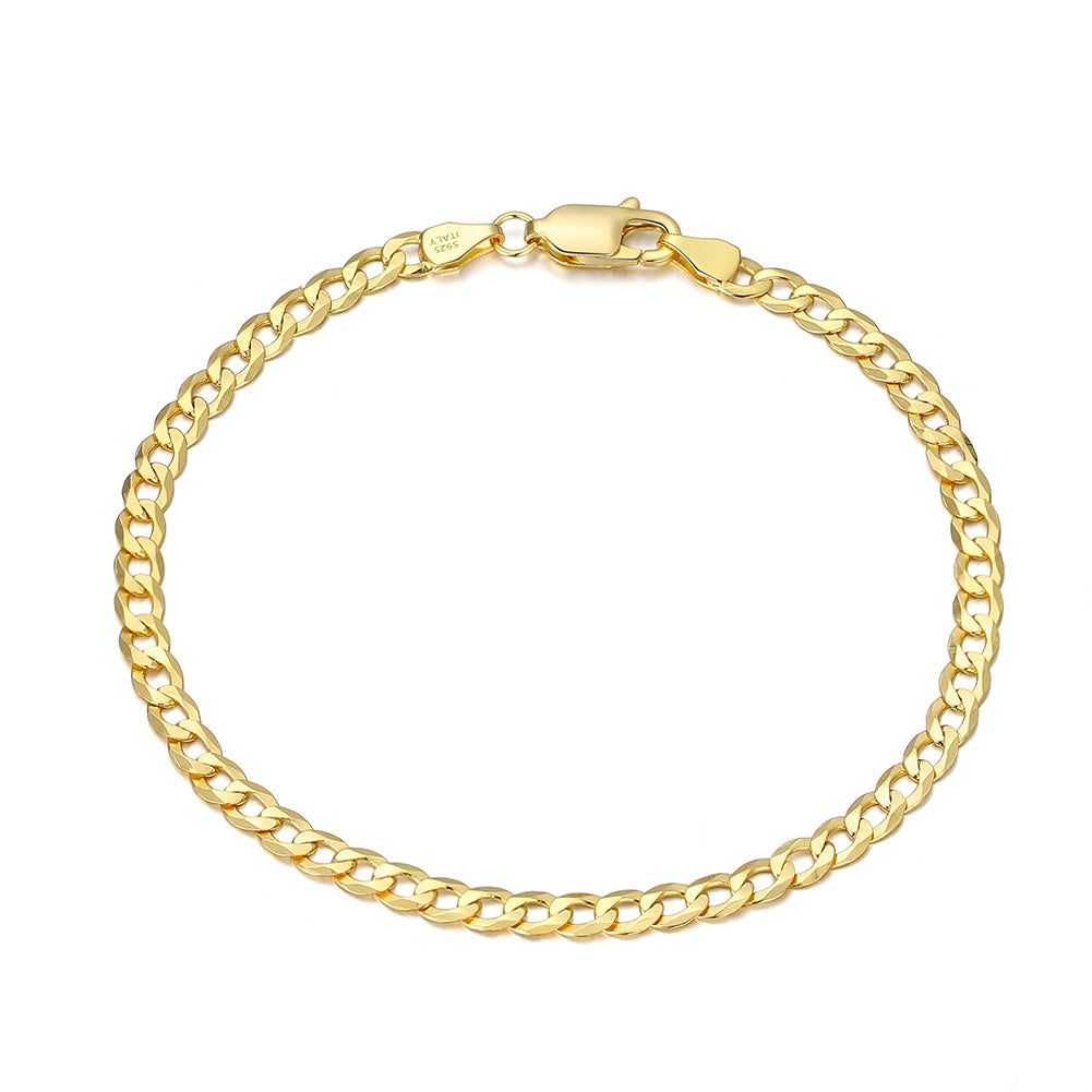 Diamond-Cut Cuban Link Curb Bracelet (Gold) 3MM