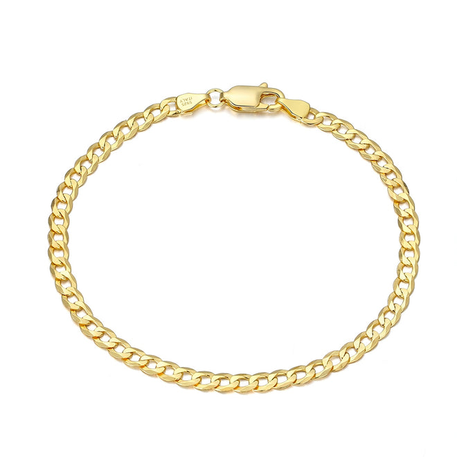 Diamond-Cut Cuban Link Curb Bracelet (Gold) 3MM