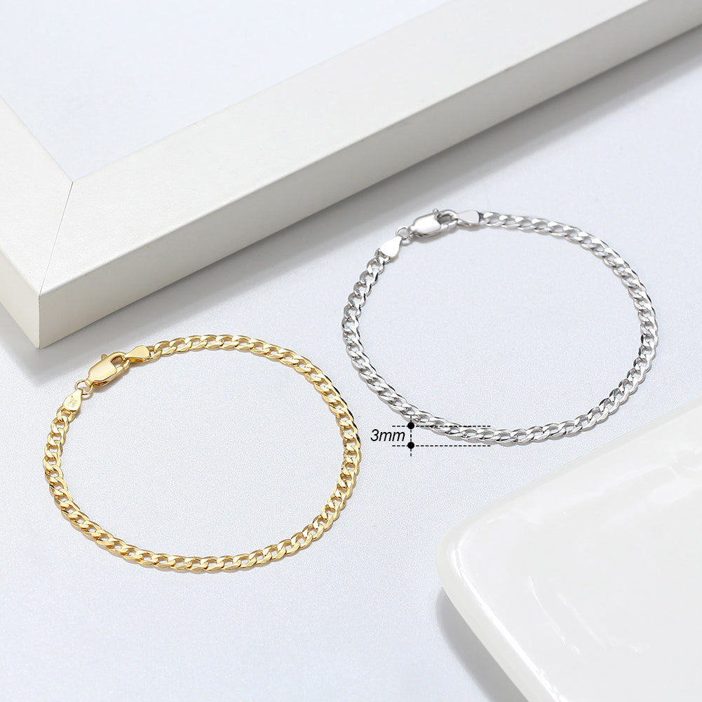 Diamond-Cut Cuban Link Curb Bracelet 3MM