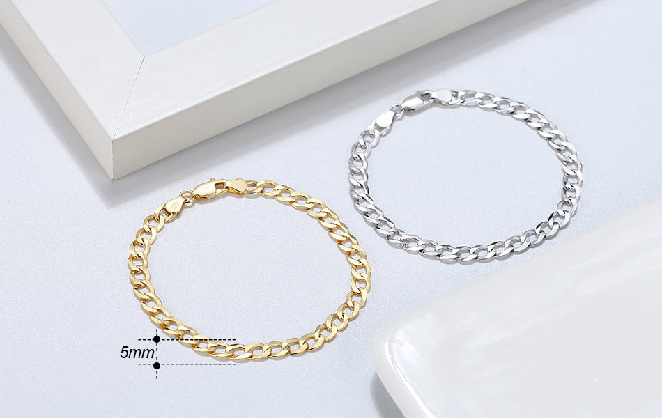 Diamond-Cut Cuban Link Curb Bracelet (Gold) 5MM