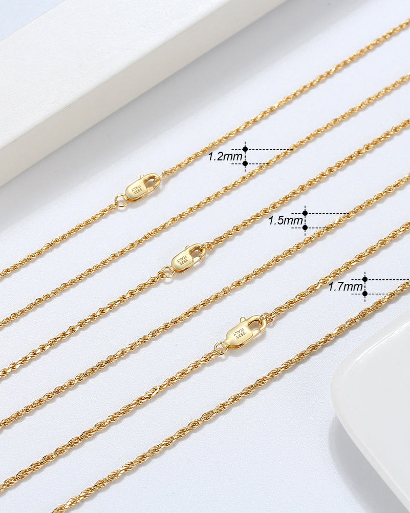 Diamond-Cut Rope Chain (Gold) 1.5MM
