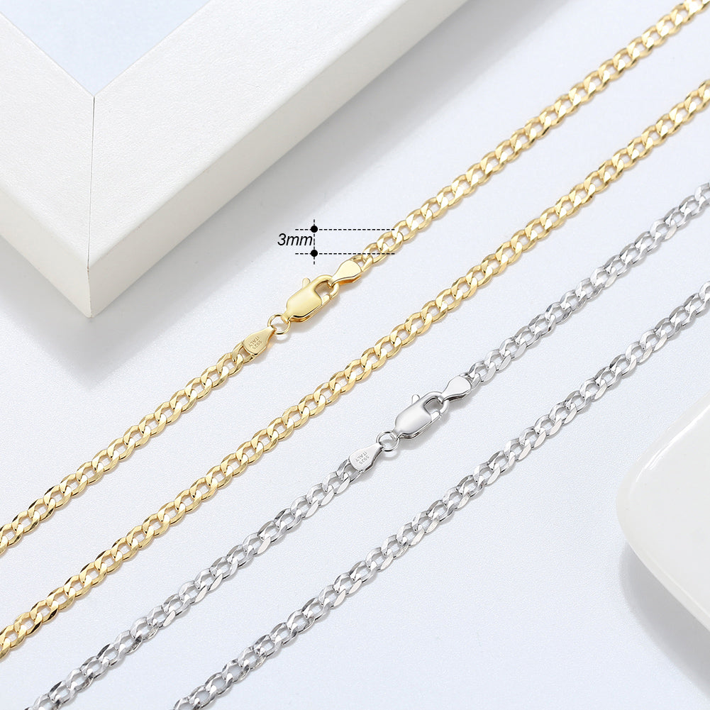 Diamond-Cut Cuban Link Curb Chain (Gold) 3MM